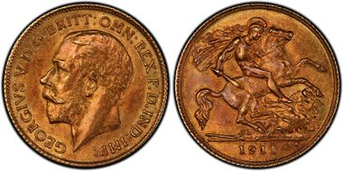 1911-P 1/2 Sov S-4008 MS62