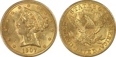 1907 $5 MS62