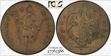 1788 Cent Massachusetts, Period XF40BN