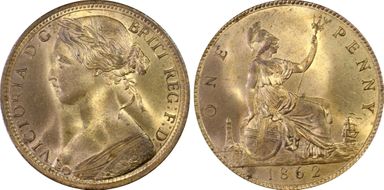 1862 1D S-3954 w/o L.C.WYON Obv MS66RD