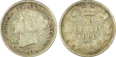 1886 10C Lg Knob 6 XF40