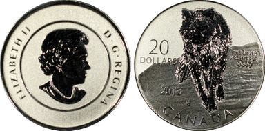 2013 $20 Wolf .9999 Silver SP68
