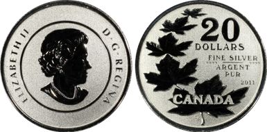 2011 $20 Maple Leaf .9999 Silver SP69