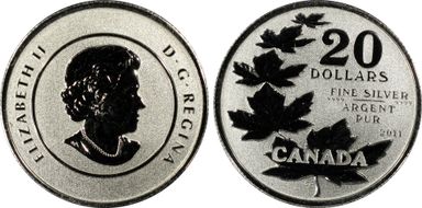 2011 $20 Maple Leaf .9999 Silver SP70