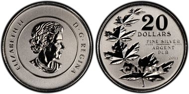 2011 $20 Maple Leaf .9999 Silver SP67