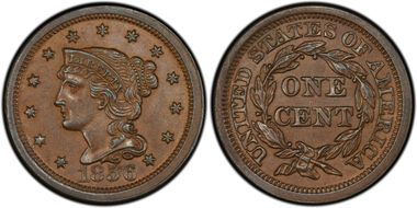 1856 1C Upright 5 MS63BN