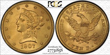 1907-D $10 MS62