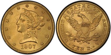 1907-D $10 MS62