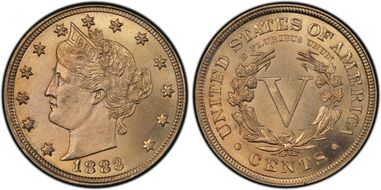 1883 5C With CENTS MS64
