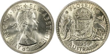 1959(m) Florin KM-60  Ag MS64