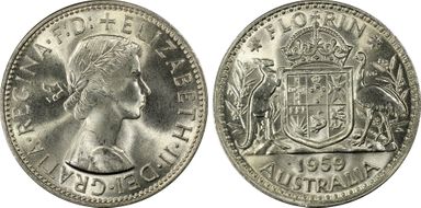 1959(m) Florin KM-60  Ag MS65