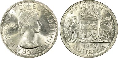1959(m) Florin KM-60  Ag MS63