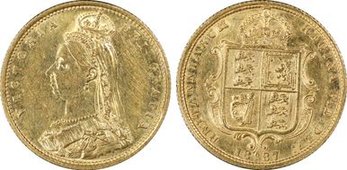 1887-S 1/2 Sov S-3871 Spread JEB AU58