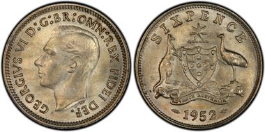 1952(m) 6D KM-45  Ag MS65