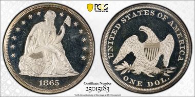 1865 $1 PR65+ DCAM