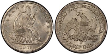 1859-S 50C MS64+