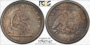 1842 50C WB-4 DDR Small Date, Rev of 1842 F15