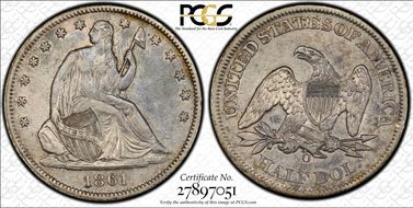 1861-O 50C CSA Obverse, W-11, FS-401 XF40