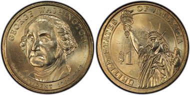 2007-P $1 Dbld Edge Let.-Overlap George Washington MS66