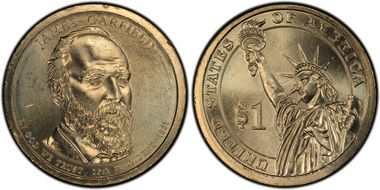 2011-P $1 Dbld Edge Let., Overlap Garfield, Position A MS65