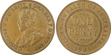 1929 (m) 1D English obverse AU58BN