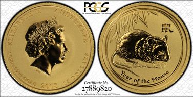 2008-P $15 Year of the Mouse  1/10oz Au MS69