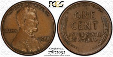 1955 1C Doubled Die Obverse AU53BN
