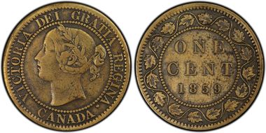 1859 1C Brass/Narrow 9 VF30