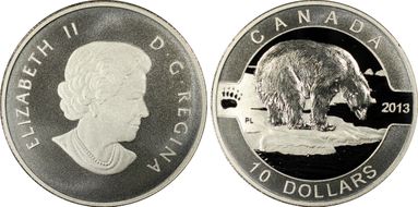 2013 $10 Polar Bear Matte PR69DCAM