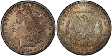 1878 7TF $1 VAM 222A, Face Chips MS63