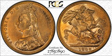 1888-M Sov S-3867A 1st Obverse Angled J AU55