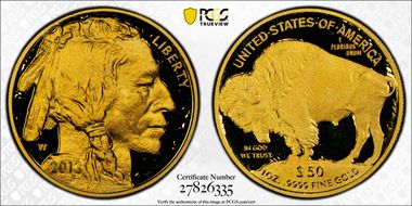 2013-W $50 American Buffalo  .9999 Fine Gold First Strike PR70DCAM