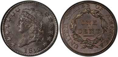 1812 1C Large Date MS64BN