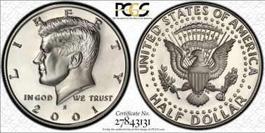 2001-S 50C Silver PR70DCAM