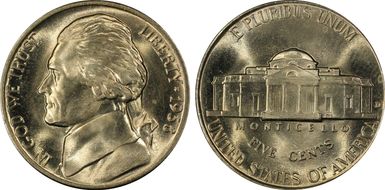 1938-D 5C Jefferson MS66FS