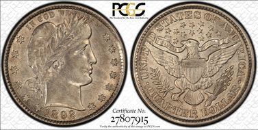 1892-O 25C Clashed Dies FS-901 AU55