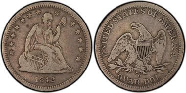 1842-O 25C Small Date VF20