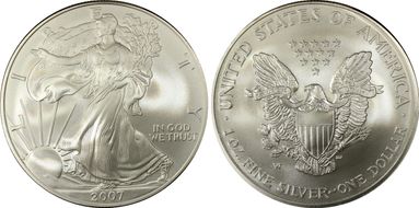 2007-W $1 Burnished Silver Eagle SP69
