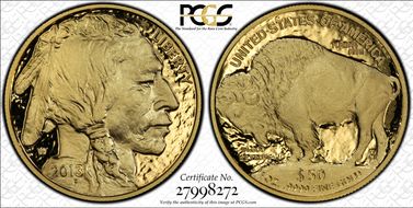 2013-W $50 American Buffalo  .9999 Fine Gold First Strike PR70DCAM