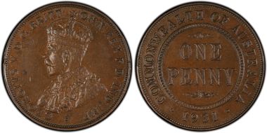 1931 (m) 1D English obverse Aligned date AU58BN