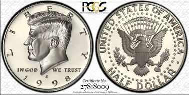 1998-S 50C Silver PR70DCAM