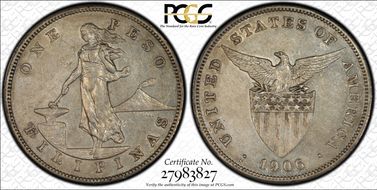 1906-S Peso KM-168  Ag AU53
