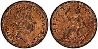 1724 1/2P Hibernia MS64+ RB