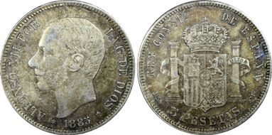 1885-MS M 5 Pta (1885) MS62