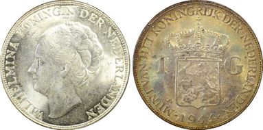 1944-P Gulden Sch-1055 Acorn KM-161.2  Ag MS63