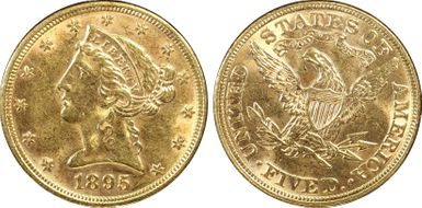 1895 $5 AU58