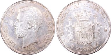 1871-SD M 5 Pta (1871) MS62