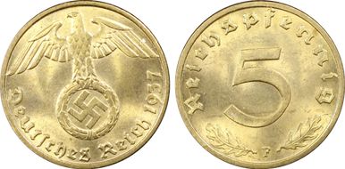 1937-F 5 Pfg J-363 MS65