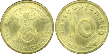 1938-G 10 Pfg J-364 MS65