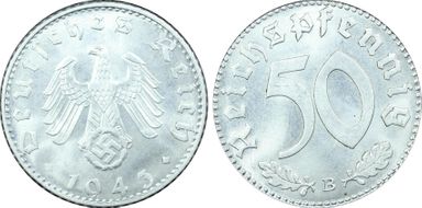 1943-B 50 Pfg J-372 MS65